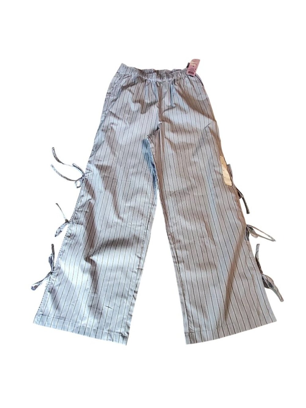 Wild Fable Blue Striped Side-Tie Wide-Leg Pants Medium Elastic Waist Lightweight